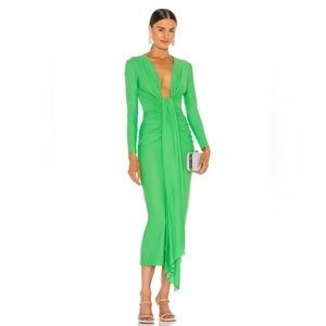 Solace London Lorena MIDI Dress in Bright Green